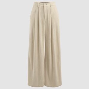 CIDER CORDUROY HIGH WAIST PLEATED ZIP WIDE LEG TROUSERS sold out cream color XS